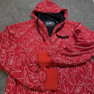 FMF International Mens XL Full Zip Hoodie All Over Print Embroidered Spell Out